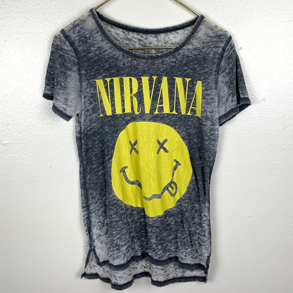 Nirvana Henley Burnout Band Tee